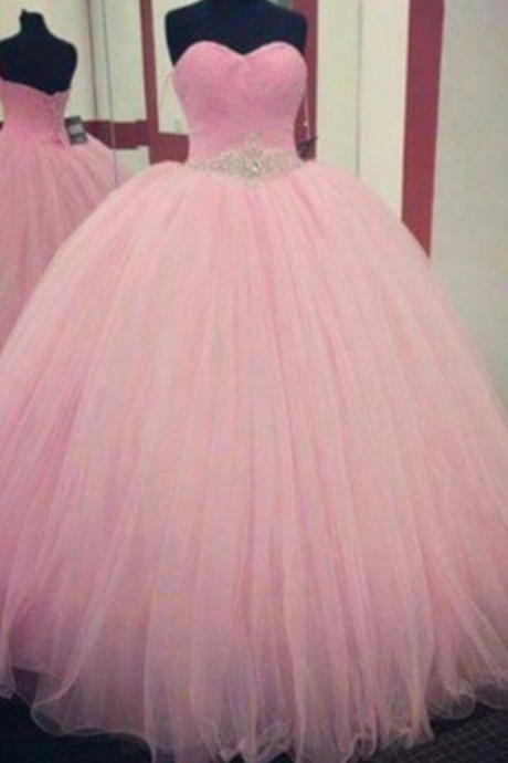 Pink Prom Dress,ball Gown Prom Dress,princess Prom Gown,beaded Prom Dresses,sexy Evening Gowns,2016 Fashion Evening Gown,sexy Baby Pink