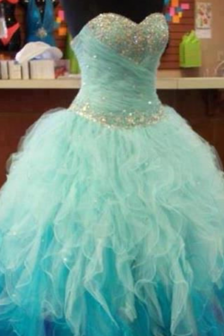 Blue Prom Dress,ball Gown Prom Dress,princesses Prom Gown,beaded Prom Dresses,sexy Evening Gowns,light Blue Evening Gown,sexy Graduation Dress