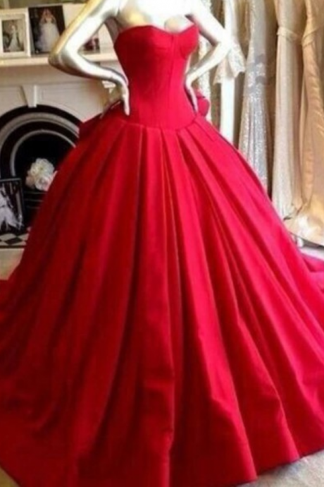 Satin Prom Dresses,princess Prom Dress,ball Gown Prom Gown,red Prom Gown,elegant Evening Dress,modest Evening Gowns,ruffled Party Gowns