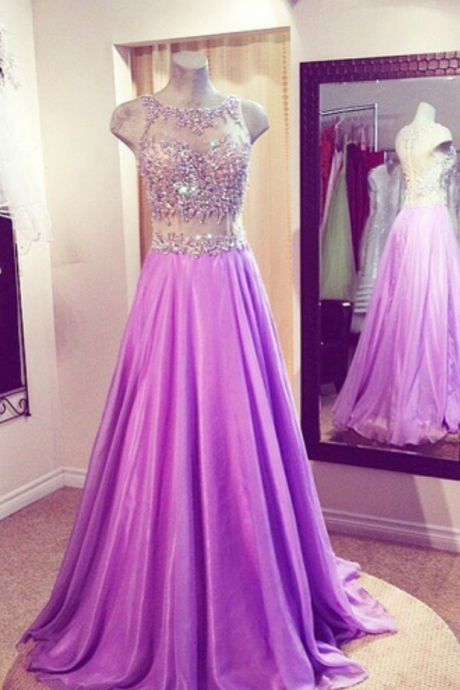 Lilac Prom Dresses,beaded Prom Dress,sexy Prom Dress,2 Piece Prom Dresses,2016 Formal Gown,beading Evening Gowns,two Pieces Party Dress,prom
