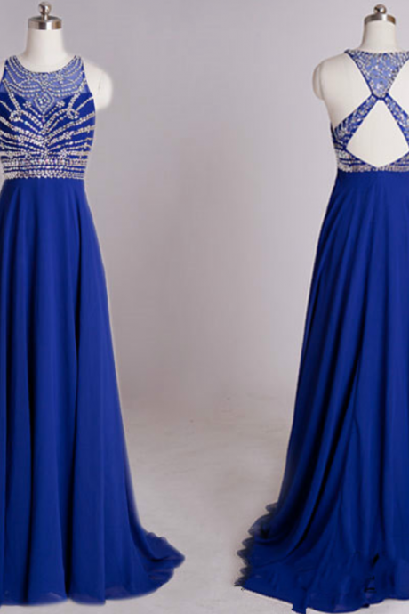 Backless Prom Dresses,royal Blue Prom Dress,open Back Formal Gown,open Backs Prom Dresses,halter Evening Gowns,chiffon Formal Gown For Senior