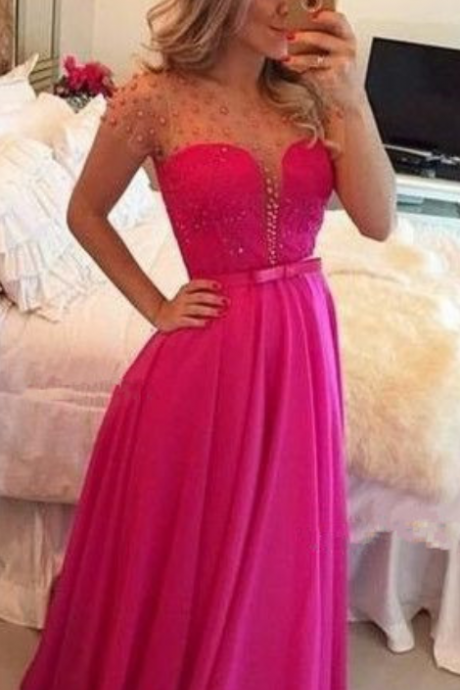 Tulle Prom Dresses, Pink Prom Dress,modest Prom Gown,chiffon Prom Gowns,beading Evening Dress,princess Evening Gowns,sparkly Party Gowns