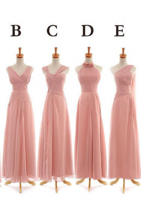 Pink Bridesmaid Gown,pretty Prom Dresses,chiffon Prom Gown,one Shoulder Bridesmaid Dress, Bridesmaid Dresses,sweetheart Bridesmaid Gowns