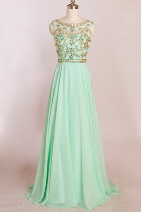 Mint Prom Dresses,backless Prom Dress,beading Prom Dress,open Back Prom Dress,chiffon Prom Dress,beading Evening Gowns,2016 Prom Gowns For Teens