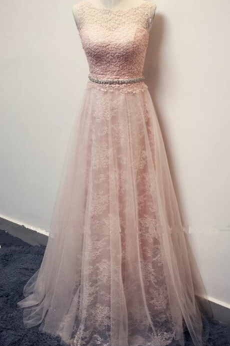 Lace Prom Dresses,princess Prom Dress,modestprom Gown,pearl Pink Prom Gown,elegant Evening Dress,tulle Evening Gowns