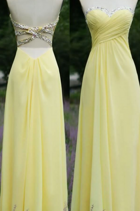 Prom Dresses,backless Prom Gown,open Back Evening Dress,backless Prom Dress,sequined Evening Gowns,yellow Formal Dress