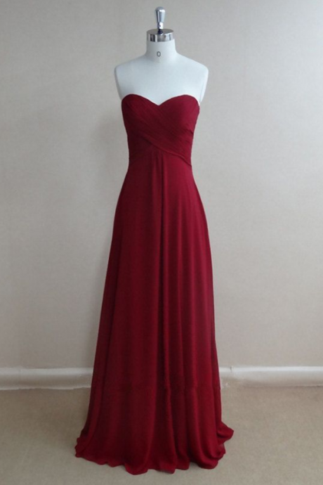  Bridesmaid Gown,Pretty Burgundy Prom Dresses,Chiffon Prom Gown, Simple Bridesmaid Dress,Cheap Evening Dresses,Fall Wedding Gowns