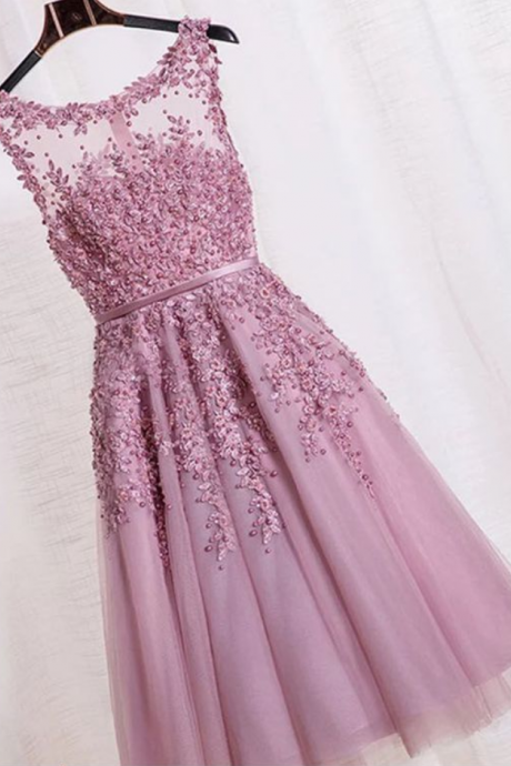 Elegant Prom Dress,appliques Beaded Prom Dress,formal Homecoming Dress,tulle Prom Gown