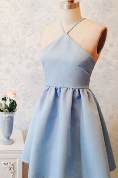 Blue Homecoming Dresses,short Homecoming Dresses,satin Homecoming Dresses