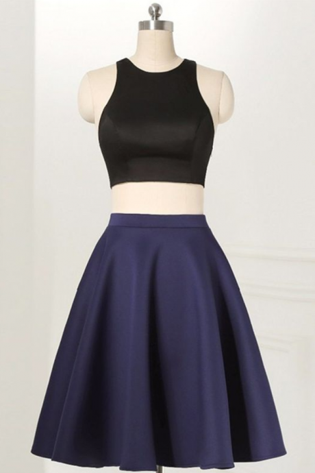 Sexy Homecoming Dresses,navy Blue Dresses,2 Pieces Homecoming Dresses
