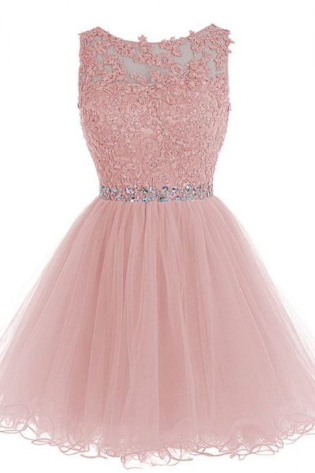 Homecoming Dress,cute Homecoming Dress,tulle Homecoming Dress,short Prom Dress,pink Homecoming Gowns,beaded Sweet 16 Dress