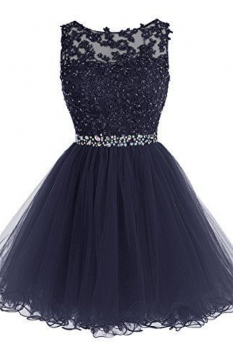 Homecoming Dress,cute Homecoming Dress,tulle Homecoming Dress,short Prom Dress,navy Blue Homecoming Gowns,beaded Sweet 16 Dress