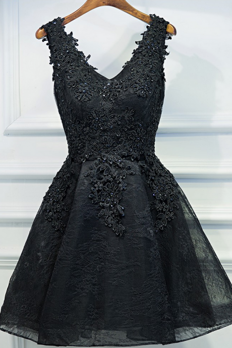 Sexy Black Short Prom Dress, Black Lace Prom Dress, Little Black Dress, Black Homecoming Dress, Black Party Dress, Short Evening Dress, Woman Dress