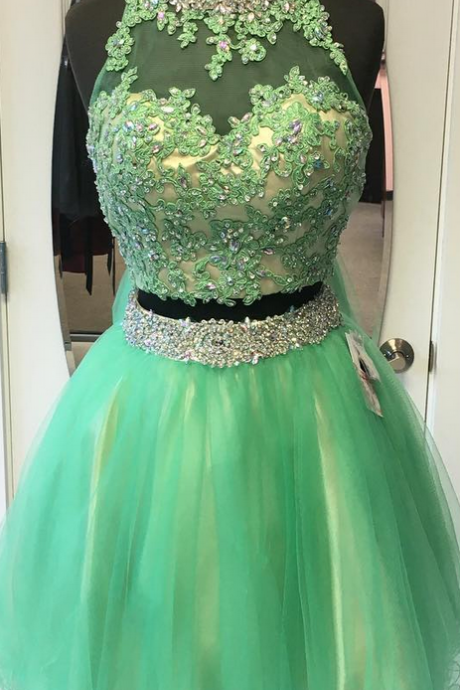 Homecoming Dress,two Piece Homecoming Dresses,short Prom Dresses,semi Formal Dress,green Cocktail Dress