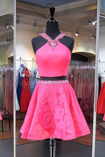 Homecoming Dress,2 Piece Homecoming Dresses,Pink Sweet 16 Dress,Homecoming Dress,2 pieces Cocktail Dress,Two Pieces Evening Gowns