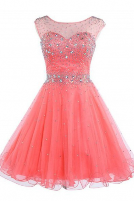  Pink Homecoming Dresses,Homecoming Dress, Cute Homecoming Dresses,Tulle Homecoming Gowns,Short Prom Gown
