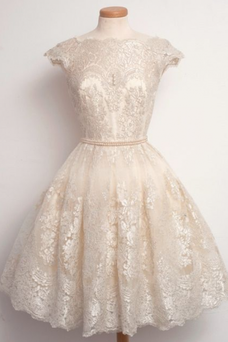 Charming Prom Dress,lace Prom Dress,cap Sleeve Prom Dress,short Prom Dress,homecoming Dress