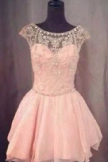 Blush Pink Homecoming Dress,Homecoming Dresses,Beading Homecoming Gowns,Short Prom Gown,Blush Pink Sweet 16 Dress,Homecoming Dress,Cocktail Dress,Evening Gowns