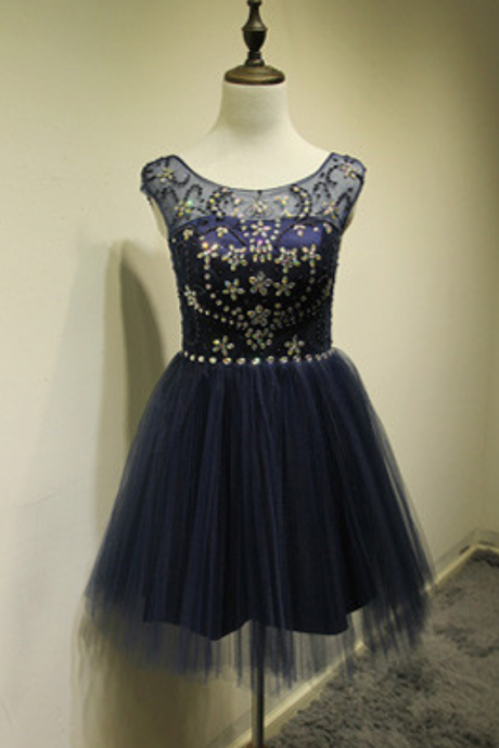 Homecoming Dress,tulle Homecoming Dress,cute Homecoming Dress,tulle Homecoming Dress,short Prom Dress,navy Blue Homecoming Gowns,beaded Sweet 16
