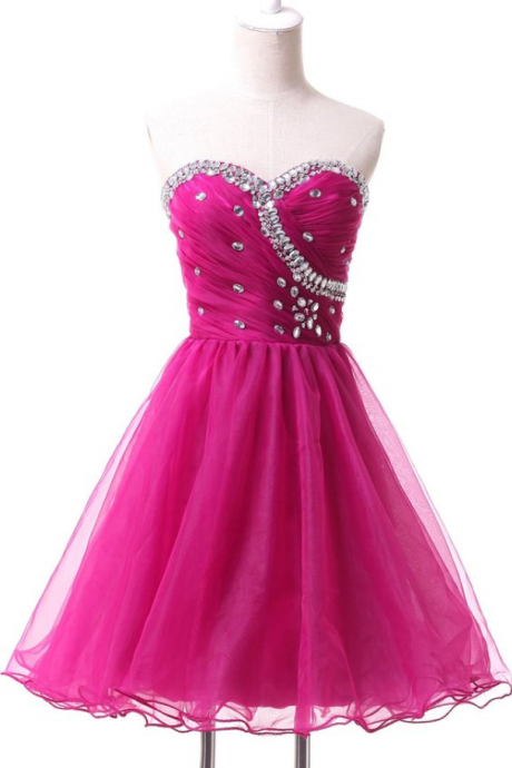  Hot Pink Homecoming Dresses,Homecoming Dress, Cute Homecoming Dresses,Tulle Homecoming Gowns,Short Prom Gown