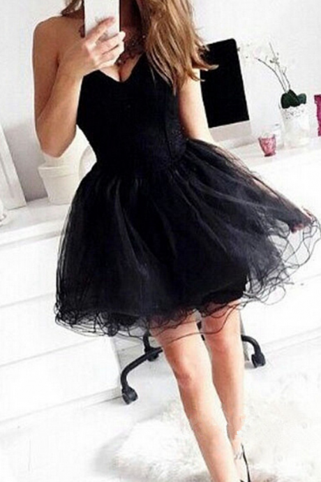  2016 Homecoming Dress,Black Homecoming Dresses,Tulle Homecoming Dress,Party Dress,Prom Gown,Sweet 16 Dress,Cocktail Gowns,Short Evening Gowns