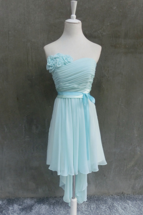  Light Sky Blue Homecoming Dress,High Low Homecoming Dresses,Chiffon Homecoming Gowns,Strapless Prom Dress,Prom Dresses,Sweet 16 Dress,Evening Dresses For Teens
