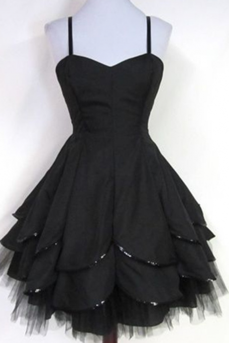 Black Homecoming Dress,Tulle Homecoming Dresses,Spaghetti Straps Homecoming Gowns,Party Dress,Short Prom Gown,Sweet 16 Dress,Modest Homecoming Dresses,Sexy Evening Gowns For Teens