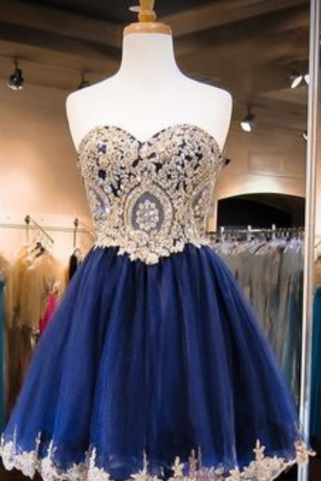 Dark Navy Homecoming Dresses,crystals Homecoming Dress,beaded Prom Dresses,sweetheart Neck Cocktail Dresses,sweet 16 Gowns