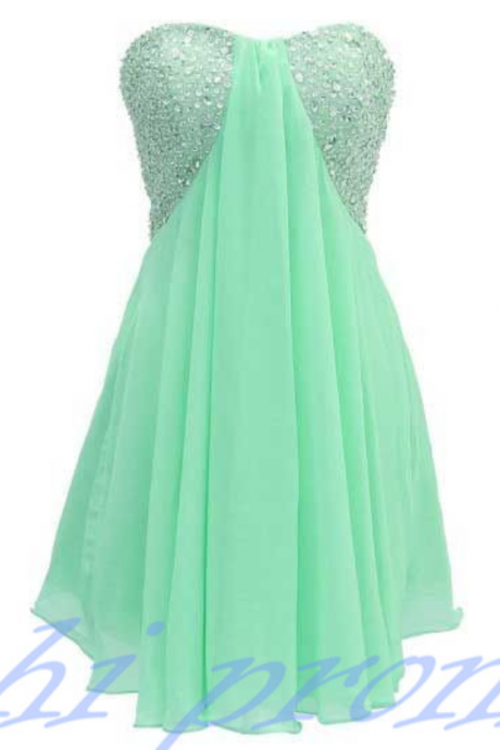  Mint Green Homecoming Dress,Empire Homecoming Dresses,Chiffon Homecoming Dress,Princesses Party Dress,Sparkly Prom Gown,Cute Sweet 16 Dress,Backless Cocktail Gowns,Short Evening Gowns