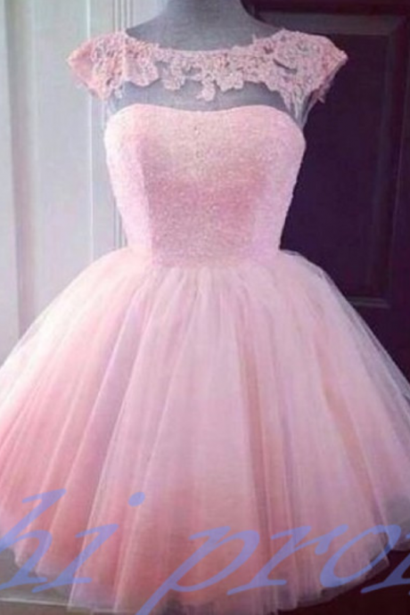 Pink Homecoming Dress,lace Homecoming Dress,cute Homecoming Dress,2015 Fashion Homecoming Dress,short Prom Dress,charming Homecoming Gowns,