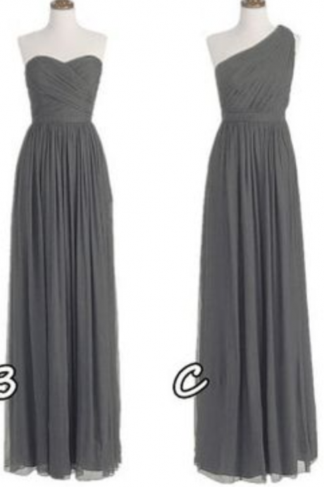  One Shoulder Bridesmaid Gown,Pretty Prom Dresses,Gray Prom Gown,Simple Bridesmaid Dress,Grey Bridesmaid Dress,Cheap Evening Dresses,Fall Wedding Gowns