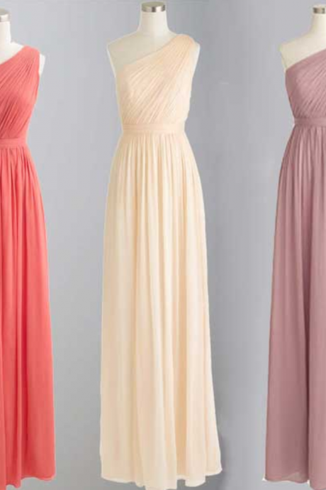 One Shoulder Bridesmaid Gown,Pretty Prom Dresses,Chiffon Prom Gown,Simple Bridesmaid Dress,Simple Bridesmaid Dress,Cheap Evening Dresses,Fall Wedding Gowns,2016 Bridesmaid Gowns