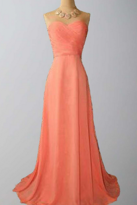 Coral Bridesmaid Gown,Simple Prom Dresses,Chiffon Prom Gown,Simple Bridesmaid Dress,Cheap Evening Dresses,Fall Wedding Gowns,Cheap Bridesmaid Dresses,Sweetheart Bridesmaid Gown For Weddings