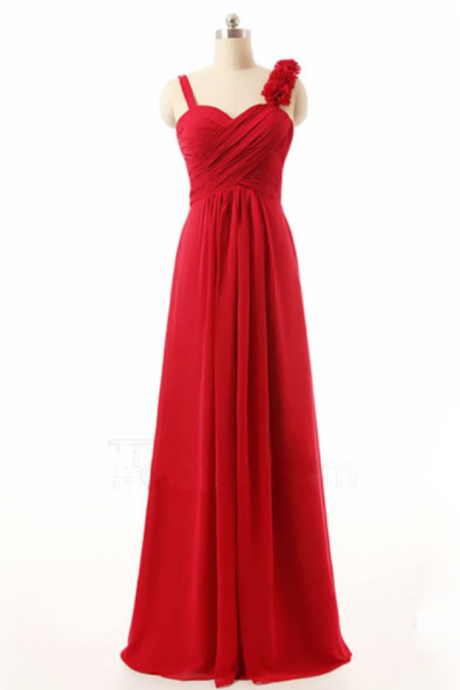 Red Bridesmaid Gown,Pretty Prom Dresses,Chiffon Prom Gown,Simple Bridesmaid Dress,Cheap Evening Dresses,Fall Wedding Gowns,Red Bridesmaid Dresses