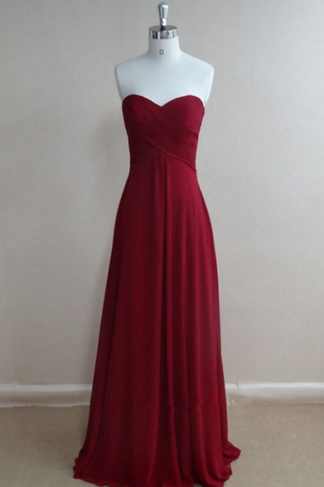 Bridesmaid Gown,Pretty Burgundy Prom Dresses,Chiffon Prom Gown, Simple Bridesmaid Dress,Cheap Evening Dresses,Fall Wedding Gowns