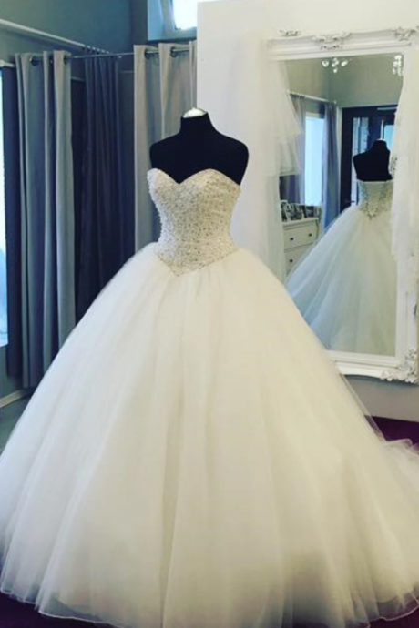 Wedding Dresses, Wedding Gown,fully Crystal Beaded Sweetheart Ball Gowns Wedding Dress 2017