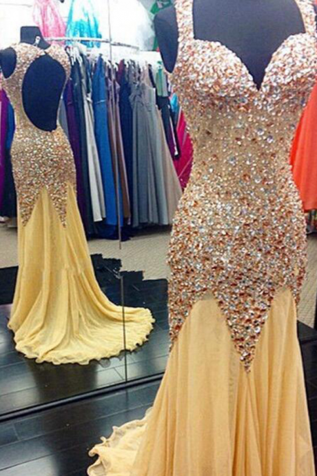 Charming Mermaid Evening Dress,luxury Crystal Beading Evening Dresses,long Prom Dress, Prom Dresses