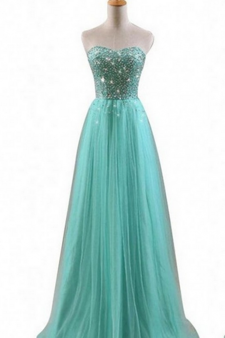 Strapless Sweetheart Ruched Beaded Floor-length Prom Dress, Evening Dress