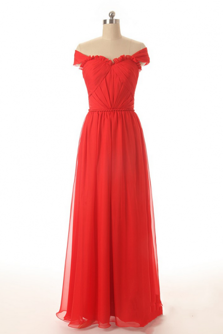 Off Shoulder Tulle Red Prom Dress,floor Length Evening Dress,formal Dress