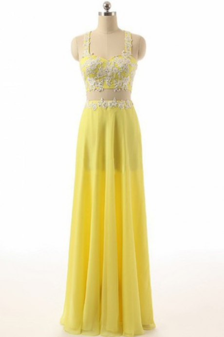 Charming Prom Dress,two Piece Chiffon Evening Dress,long Prom Dresses,formal Evening Dress