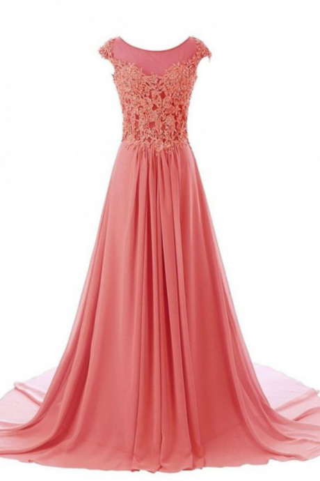 Long Prom Dress,appliques Prom Dress,chiffon Evening Dress,formal Dress