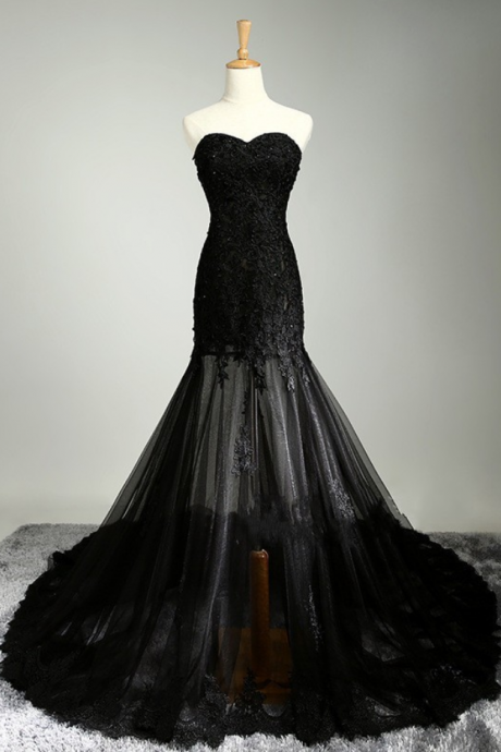 Sweetheart Prom Dress,backless Evening Dress,formal Evening Gown,black Mermaid Formal Dress,women Dress