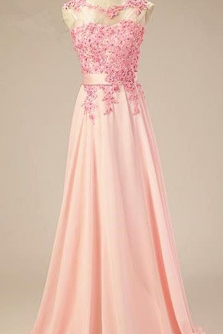 Long Prom Dress,elegant Prom Dresses,chiffon Evening Dress,appliques Evening Gown