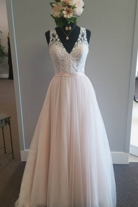  New Arrival Long Prom Dress,Sexy V Neck Prom Dresses,Tulle Evening Dresses,Formal Evening Gown
