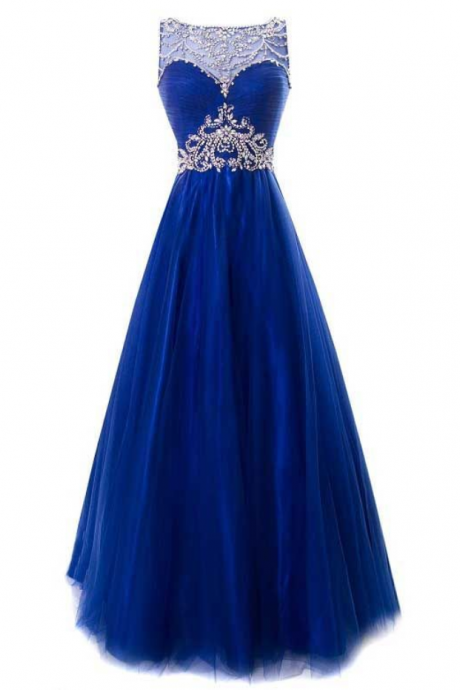 Long Prom Dress,royal Blue Prom Dresses,tulle Evening Dresses,formal Evening Gown