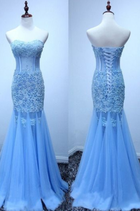 Backless Prom Dress,elegant Mermaid Prom Dress,light Blue Evening Dress,formal Evening Gown