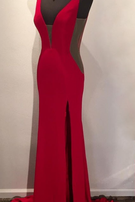 Sexy V Neck Prom Dress,charming Red Prom Dress,long Prom Dress,mermaid Evening Formal Dress,women Dress