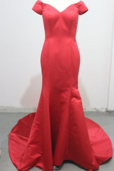 Red Mermaid Prom Dress,off Shoulder Mermaid Evening Dress