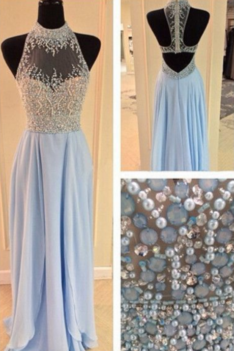 Charming Prom Dress,blue Chiffon Prom Dress,long Prom Dresses,evening Formal Dress,women Dress