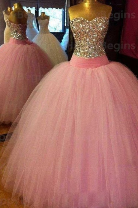 Long Ball Gown Prom Dresses,pink Ball Gown